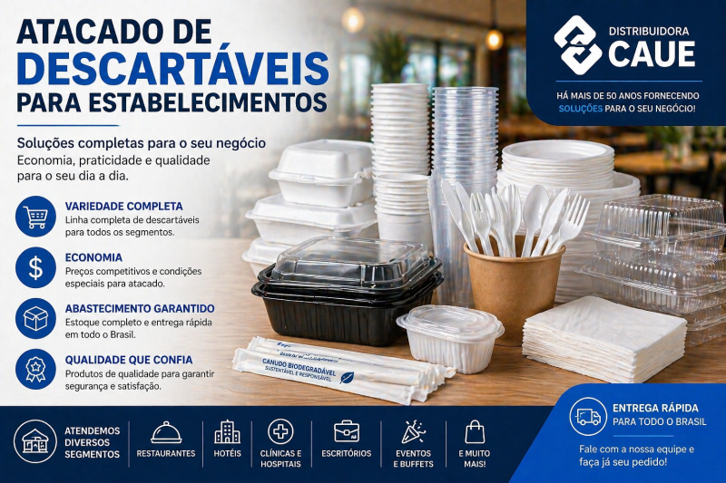 Atacado de descartáveis para estabelecimentos: economia e eficiência no abastecimento