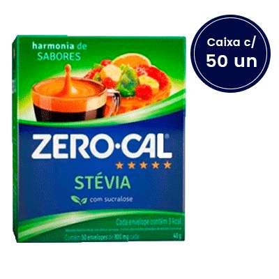 Adoçante Stevia Zero Cal Sachê - Caixa com 50 unidades