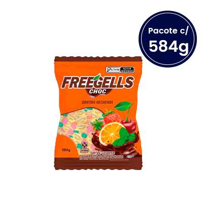 Bala Dura Recheada Sortida Freegells 584g