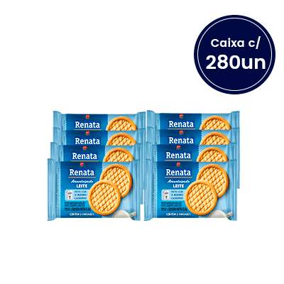 Biscoito Amanteigado Leite Renata Sachê 8,8g - Caixa com 280