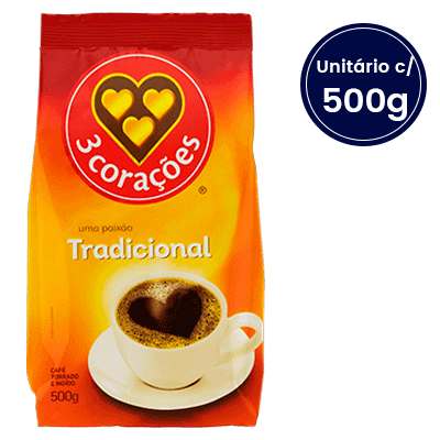 Café Tradicional 3 Corações Almofada 500g