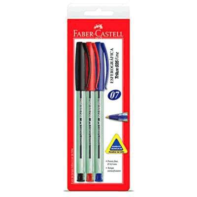Caneta Esferográfica Trilux com 3 Unidades Faber Castell