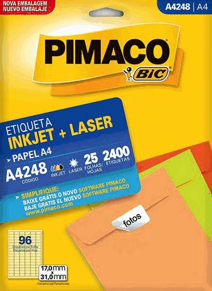 Etiqueta Pimaco A4 248 - 17mm x 31mm - Pct com 2400