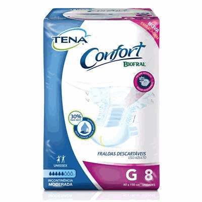Fralda Geriátrica Tamanho G Tena Confort - Pct com 8 Unidades