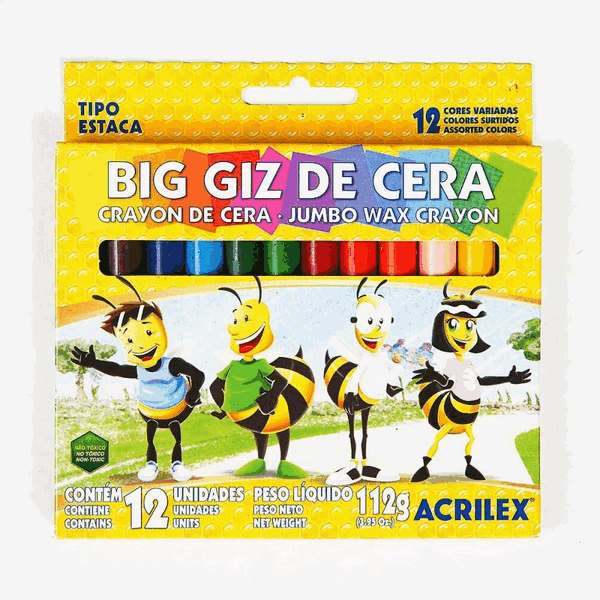Giz de Cera Big Acrilex - Caixa com 12 Cores