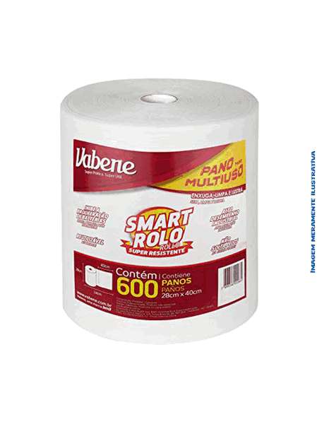 Pano Multiuso Branco Smart 40cmX28cm com 600 Folhas Vabene
