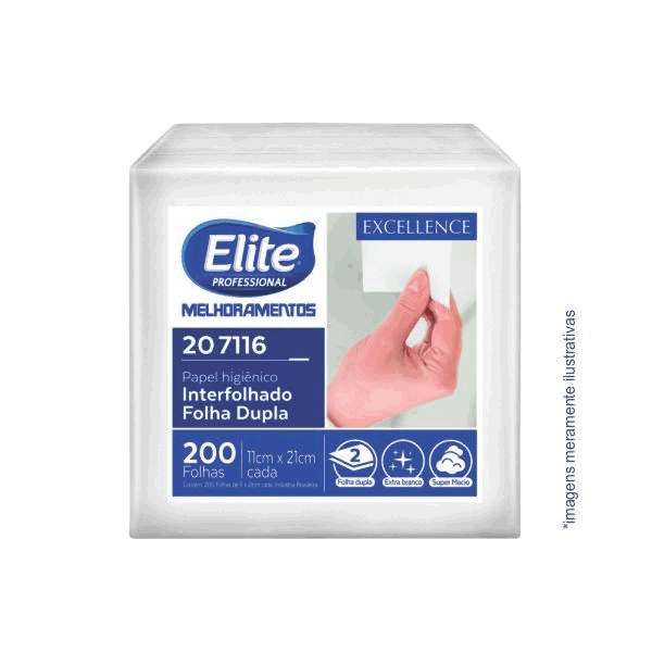 Papel Higiênico Interfolhado Folha Dupla N° 7116 Elite Caixa com 12.000 Folhas