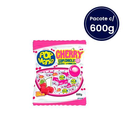 Pirulito Chiclete Sabor Cereja Pop Mania 600g
