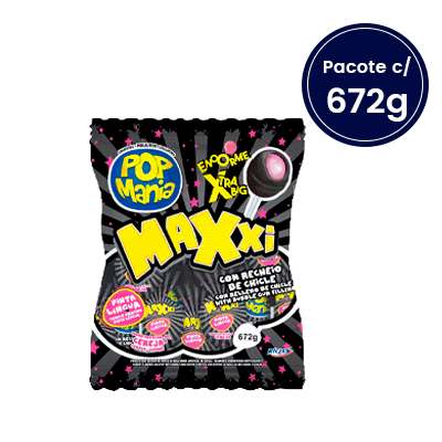 Pirulito Maxxi Sabor Cereja Pinta Língua Pop Mania 672g