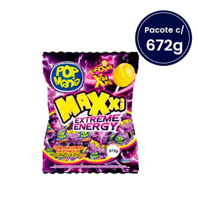 Pirulito Maxxi Sabor Energy Pop Mania 672g
