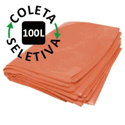 Saco para Lixo 100 Litros - Coleta Seletiva Laranja - 100 uni.
