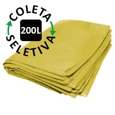 Saco para Lixo 200 Litros - Coleta Seletiva Amarelo - 100 uni.