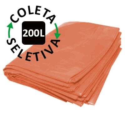 Saco para Lixo 200 Litros - Coleta Seletiva Laranja - 80 uni.
