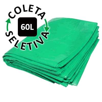Saco para Lixo 60L - Coleta Seletiva Verde - c/ 100 un.