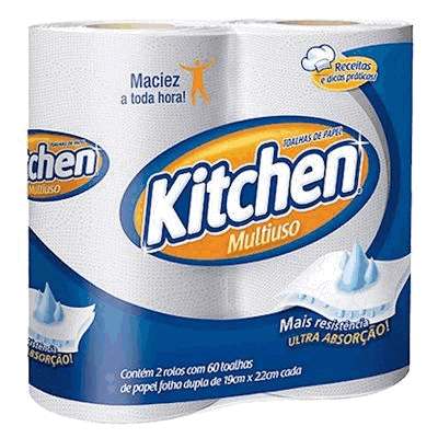 Toalha de Papel para Cozinha Kitchen - Pacote com 2 Rolos